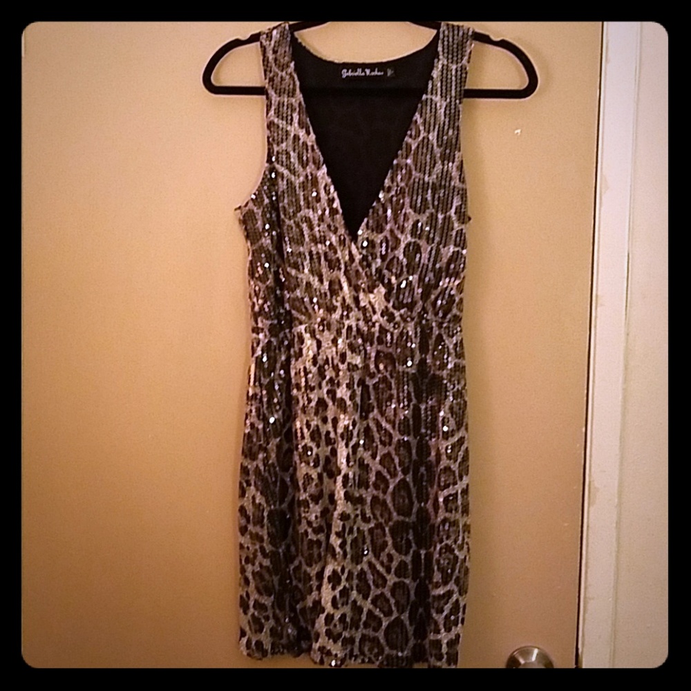 Gabriella Rocha sequin leopard print dress sz. S